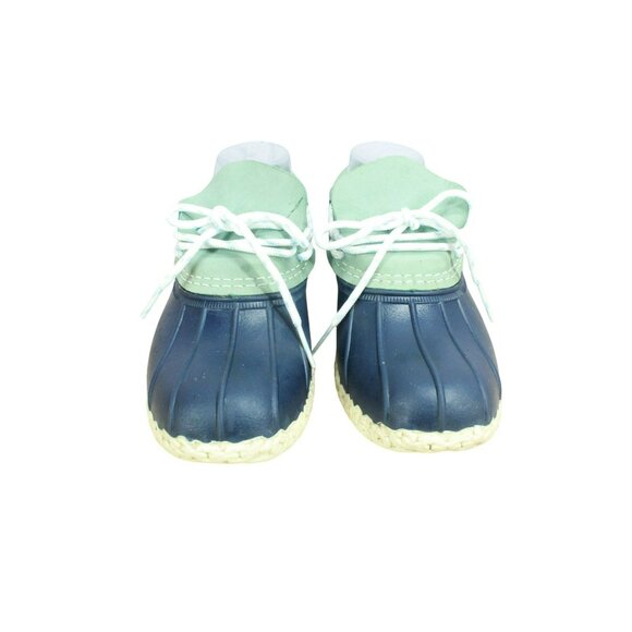 LL Bean Low Duck Boots Blue Rubber Lace Up Unlined Moccasin Size 7 M - Picture 5 of 10